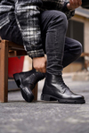 Rims Black Men Leather Shoes