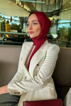 Baklava Desen Pamuk İpek Şal Bordo