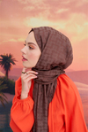 Çiçek Desen Jakar İtalyan İpekli Şal Soft Kahve