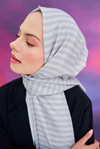 Çizgi İpeksi Şal Gümüş