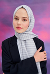 Çizgi İpeksi Şal Gümüş
