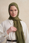 Dama Jakar İtalyan İpekli Şal Zeytin Yeşili