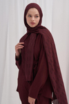 Küpçizgi Jakar İtalyan İpekli Şal Koyu Bordo