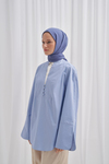 Organik  Kırışık Şal Kot Mavi
