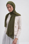 Organik  Kırışık  Şal Zeytin Yeşili