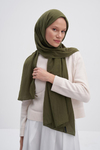 Organik  Kırışık  Şal Zeytin Yeşili