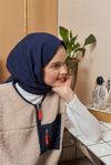 Pamuk Çizgi Dokuma Şal Lacivert