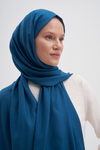 Şantuk Çift Taraflı İpekli Şal Petrol Mavisi