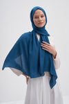 Şantuk Çift Taraflı İpekli Şal Petrol Mavisi