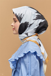 Twill Eşarp Siyah/Sarı Çiçek Desen 