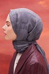 Yazı Desen Jakar İtalyan İpekli Şal Gri