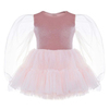 Mini Celebrities Pink Velvet Balloon Sleeve Tütü Elbise