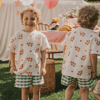 Kiraz Kids Domates Desenli Tshirt Pötikare Desenli Şort %100 Pamuklu Yazlık Takım