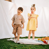 Kiraz Kids Morning Club Kruvasan Nakış Detaylı Müslin Set Kahverengi