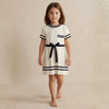 Everé Kids Navy Dash Ekru Kısa Kollu Triko Elbise