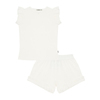 All White Jacquard Rib Şortlu Pijama Takımı