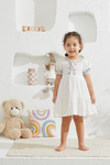 Baby Joko Nakışlı Beyaz Alice Elbise