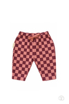 Damalı Bordo Pantolon