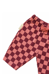 Damalı Bordo Pantolon