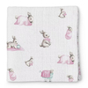 Deux Lapin Bebe Lapin Rose Müslin Örtü 100x100 cm