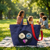 JantiFox Lacivert Kanvas Tote Bag | Köpek - Gülenyüz - Değişken Kalp