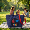 JantiFox Lacivert Kanvas Tote Bag | Ahtapot - Kalp- Whatever 