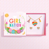 Girl Nation Rainbow Heart Kolye & Küpe Set