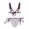 LINDA - ÇİÇEK DESENLİ BORDO FIRFIRLI ÇOCUK BİKİNİ