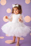 MINI CELEBRITIES - WHITE VELVET  BALLOON SLEEVE