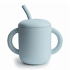 Mushie Pipetli Silikon Alıştırma Bardağı Powder Blue