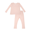 PASTEL PEMBE RİBANA UZUN KOLLU PİJAMA TAKIMI
