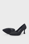 Kanuga Kadın Kadeh Topuk Stiletto Siyah Simli LPA1110-1