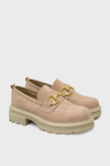 Kanuga Kadın Toka Detaylı Süet Loafer Bej ASL-7453