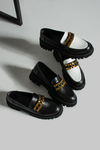 Berry Gold Toka Detay Eva Taban Siyah-Beyaz Loafer