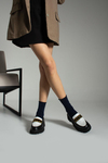 Berry Gold Toka Detay Eva Taban Siyah-Beyaz Loafer