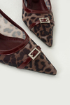 Jade File Leopar Desenli Chery Red Topuklu Ayakkabı
