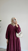 Baskılı Basic Elbise | Bordo