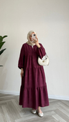 Baskılı Basic Elbise | Bordo
