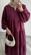 Baskılı Basic Elbise | Bordo