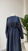 Bel Büzgülü Tensel Basic Elbise | Lacivert