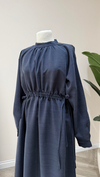 Bel Büzgülü Tensel Basic Elbise | Lacivert
