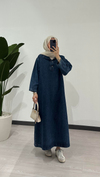 Denim Elbise Koyu Mavi
