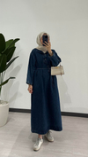 Denim Elbise Koyu Mavi
