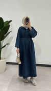 Denim Elbise Koyu Mavi