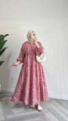 Etnik Desenli Elbise | Bordo