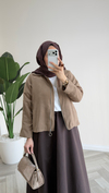 Fermuarlı Süet Ceket | Camel