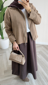 Fermuarlı Süet Ceket | Camel