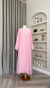 Fırfır Yakalı Özel Tasarım Elbise | Pembe