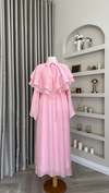 Fırfır Yakalı Özel Tasarım Elbise | Pembe