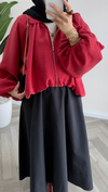 Oversize Fermuarlı Ceket | Kırmızı